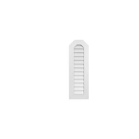Ekena Millwork Octagonal Top Surface Mount PVC Gable Vent w/ 3-1/2"W x 1"P Standard Frame, 14"W x 42"H GVPOT14X4201SN
